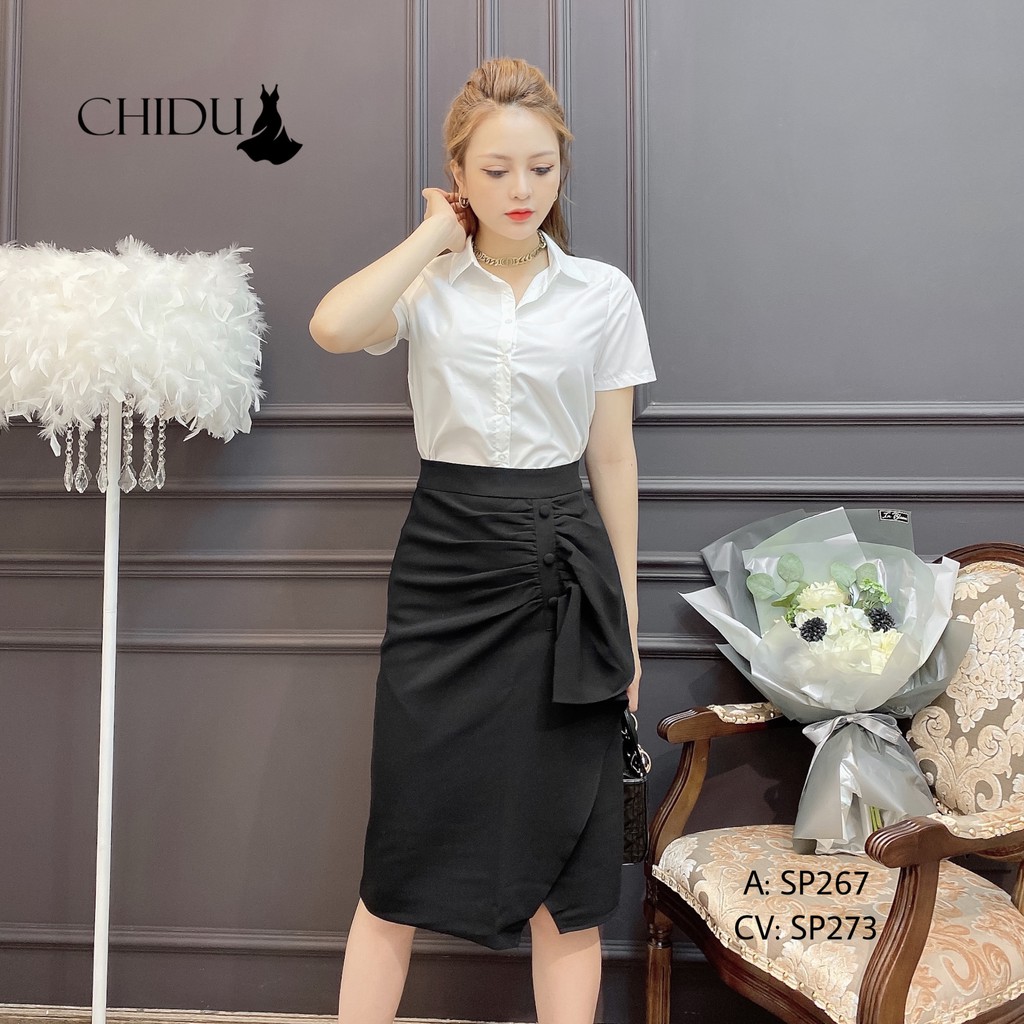 [ Mã WASTAPR giảm 10K đơn 50K] CHIDU Áo sơ mi trắng công sở ngắn tay SP267 | BigBuy360 - bigbuy360.vn
