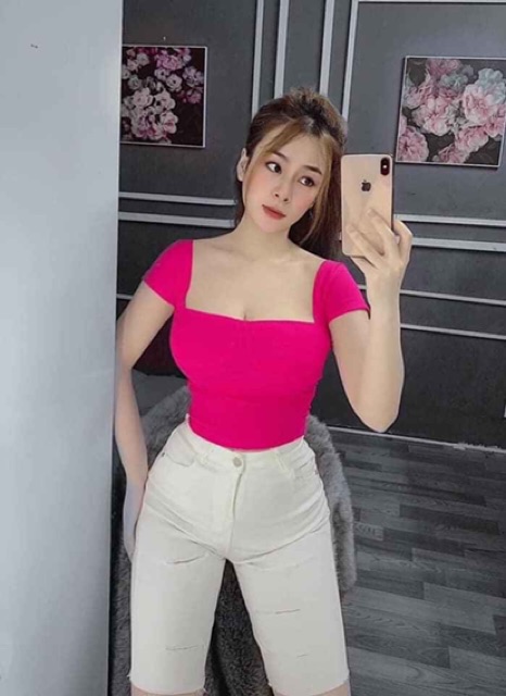 [ Mã WASTAPR giảm 10K đơn 50K] Áo croptop cúp ngực cổ U siêu hot - freesize dưới 51kg- Carotshop | BigBuy360 - bigbuy360.vn