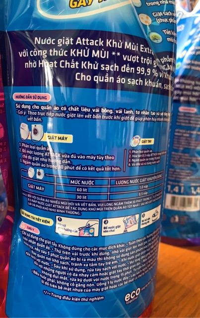 Nước giặt Attack Khử Mùi Extra hương hoa 1.4L