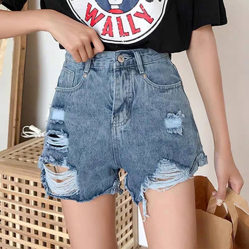 Quần short jean nữ RÁCH ( BÊN 2 BÊN 3 ) XANH ĐÁ mẫu mới nhất S00G-1