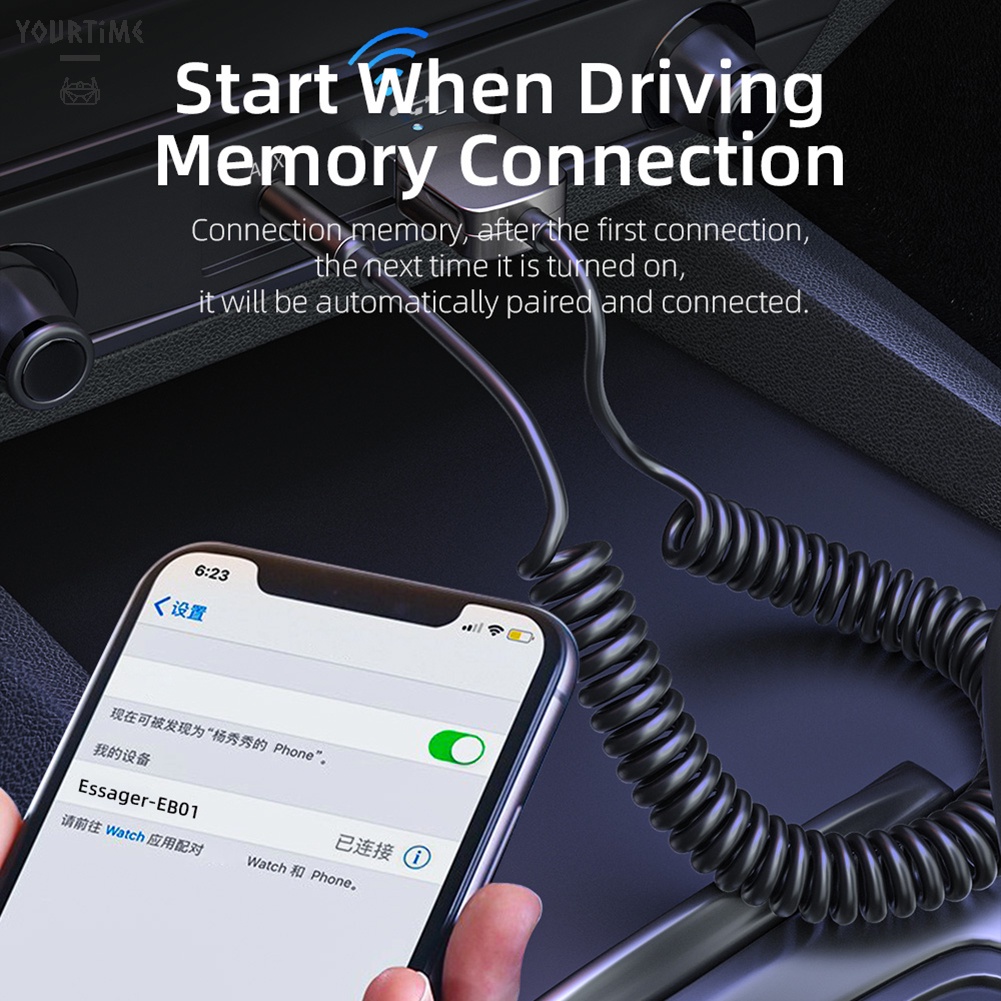 ESSAGER Thiết bị nhận tín hiệu âm thanh Bluetooth jack cắm 3.5mm cho xe ô tô