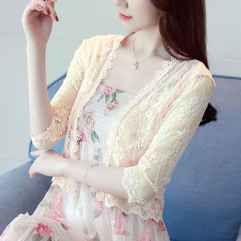 Áo Khoác Cardigan Chống Nắng Phối Ren Thời Trang Cho Nữ
