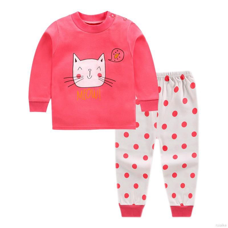 Bộ Đồ Ngủ Pijama Dài Tay In Hoạt Hình Cho Bé