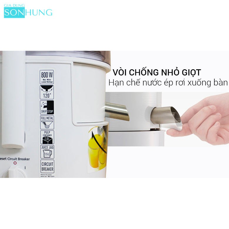 MÁY ÉP TRÁI CÂY PANASONIC MJ-SJ01WRA CÔNG SUẤT 800W[BẢO HÀNH 1 NĂM]