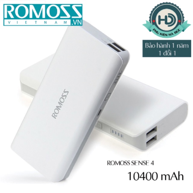 Pin sạc dự phòng Romoss Sense 4 10.400mAh chính hãng