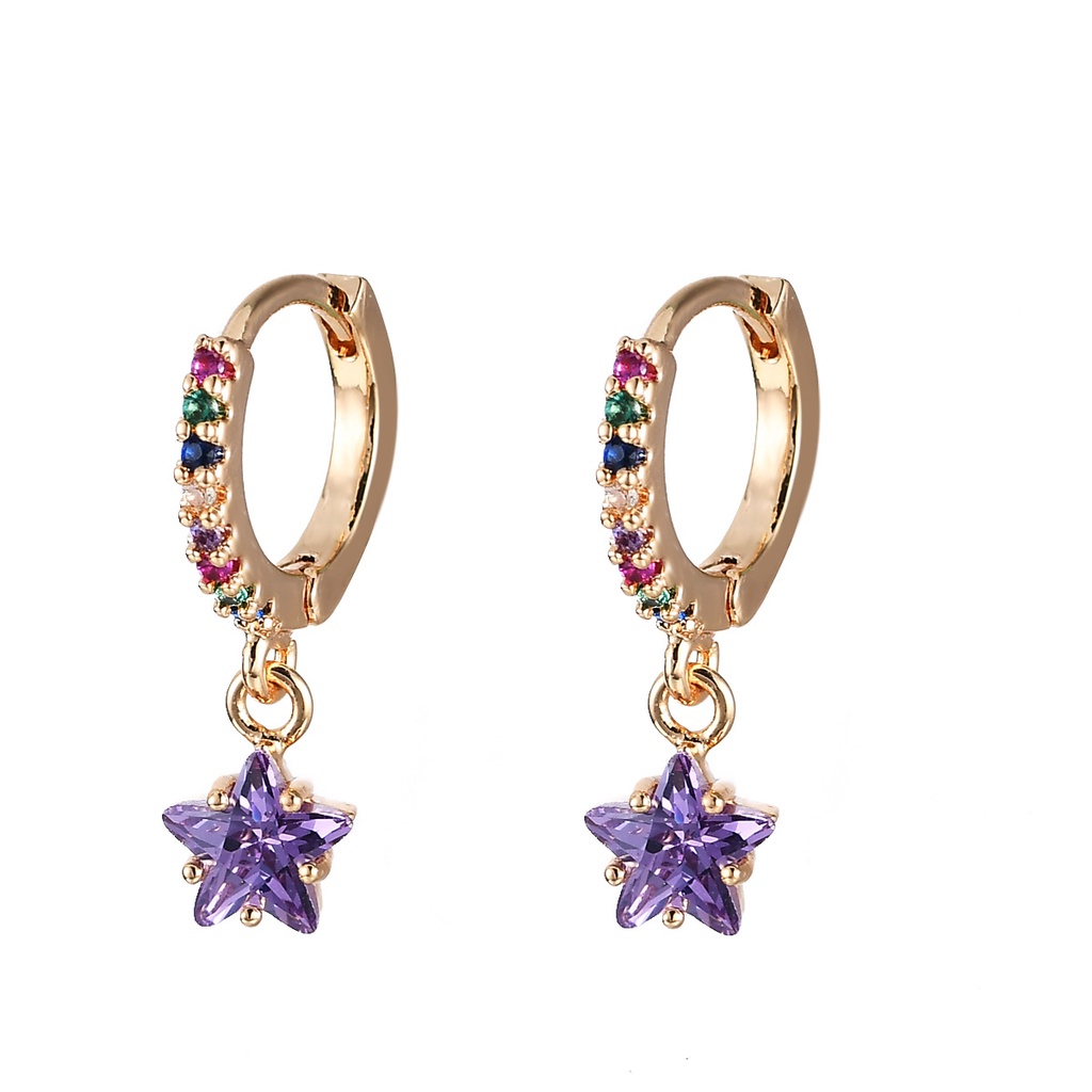 Bông Tai Hình Ngôi Sao Đính Đá Zircon Đơn Giản Thời Trang Âu Mỹ