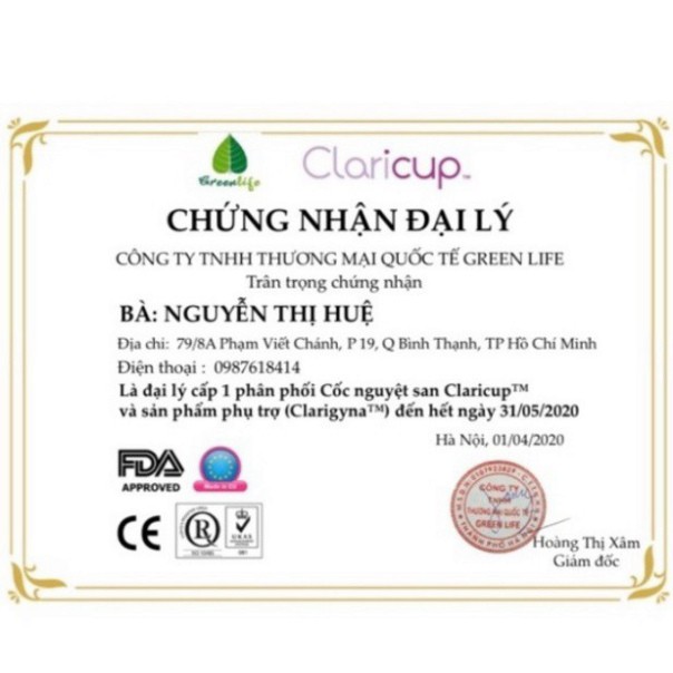 TỔNG CỦ XẢ Cốc Nguyệt San Kháng Khuẩn Claricup Nhập Khẩu Pháp- Tặng 1 vĩ thuốc tiệt trùng cốc TỔNG CỦ XẢ