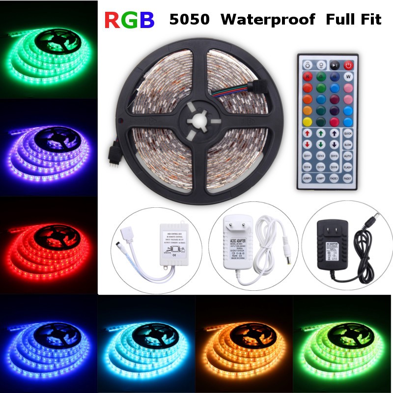  Đèn Led Tiktok dây dài 5m 5050RGB SMD chống nước với điều khiển từ xa 44 IR 12v (KK)