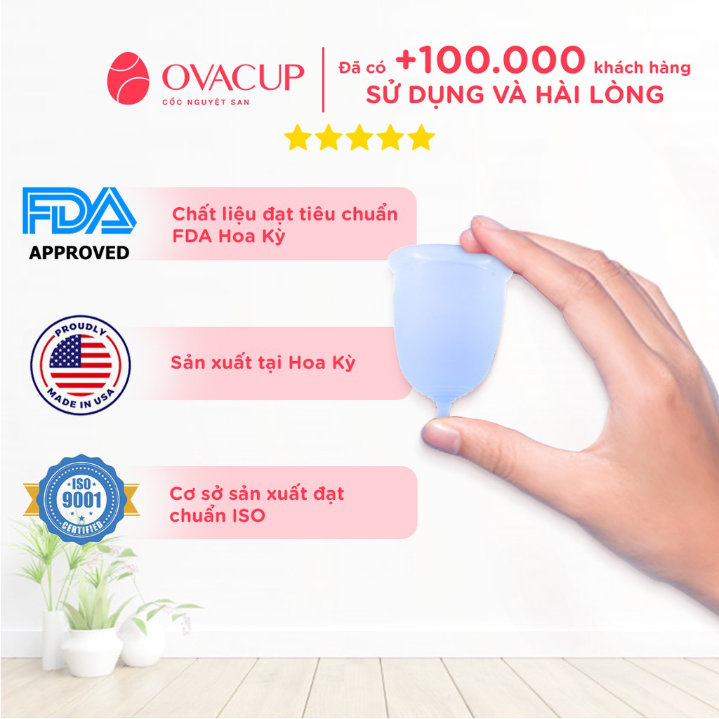 Cốc Nguyệt San Ovacup Chính Hãng Nhập Khẩu Made In USA (Mỹ) 100% Silicone Y Tế Mềm Chống Tràn Đạt Tiêu Chuẩn FDA Hoa Kỳ