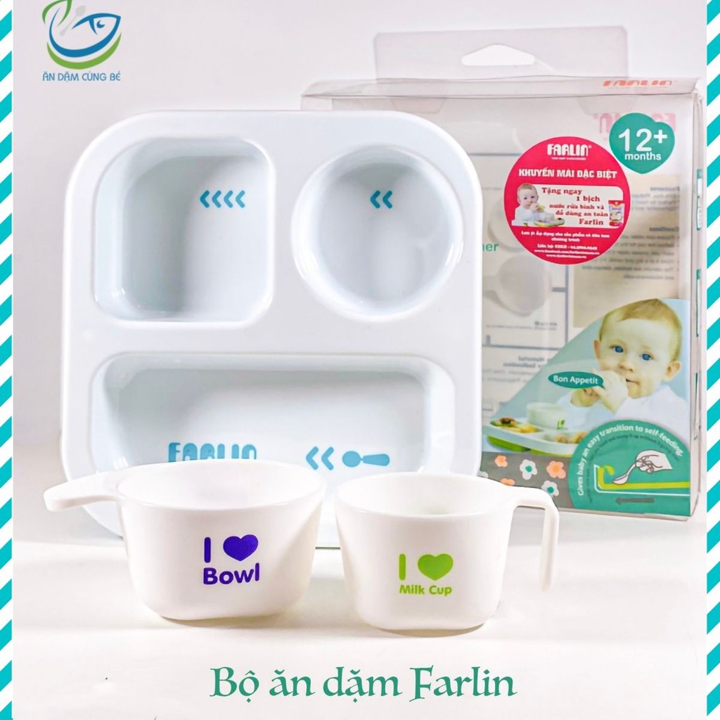 Set bộ khay bát cốc ăn dặm cho bé FARLIN Nhật cao cấp chính hãng 52484