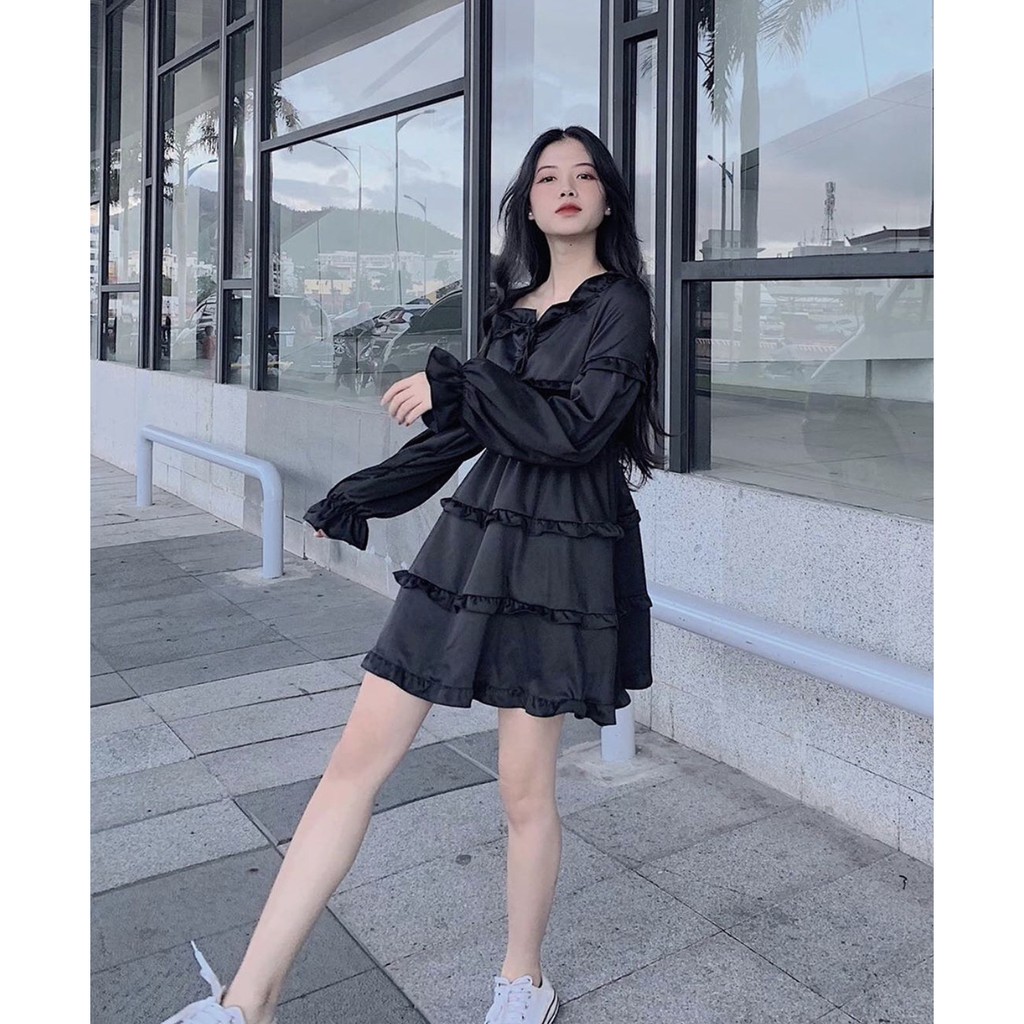 Đầm babydoll tay dài