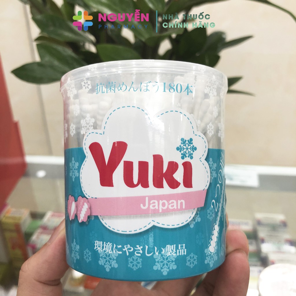[NHẬP KHẨU] Tăm bông kháng khuẩn Nhật Bản Yuki hộp 180 chiếc - Mềm mịn, dễ bảo quản không lo nhiễm khuẩn