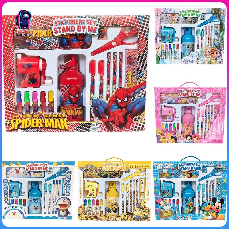Bộ Dụng Cụ Học Tập Họa Tiết Doraemon/Disney/Hello Kitty Dễ Thương Dành Cho Các Bé