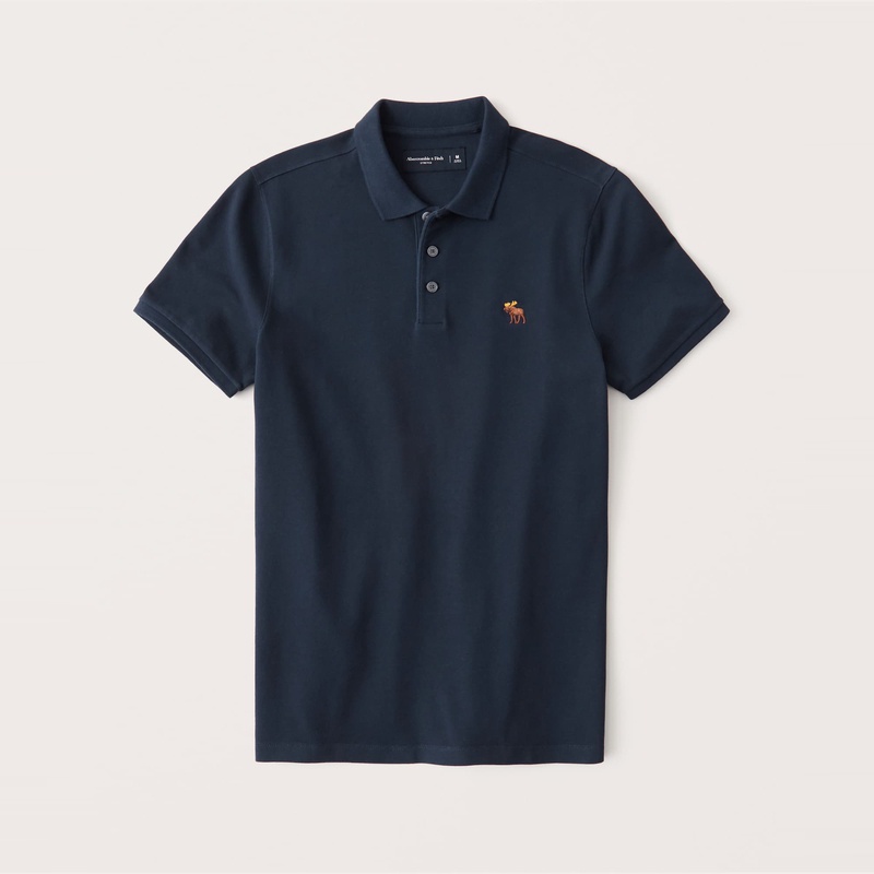 Áo thun polo dáng rộng thoải mái in logo Abercrombie&Fitch thời trang cho nam 308424-1 AF