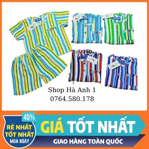 Bộ đùi sọc Bảo Ngọc cho bé trai từ 7 đến 22 kg/ký vải tole,tone/tôn/lanh VIỆT THẮNG thích hợp mặc nhà mặc hè