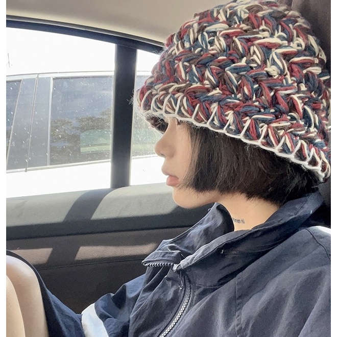Mũ đan dệt MG STUDIO thiết kế phối nhiều màu thời trang