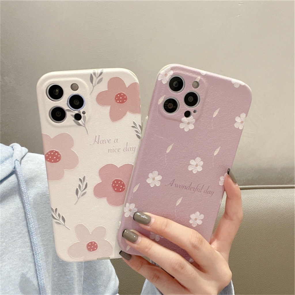 Ốp Lưng Da IMD Full Viền Bảo Vệ Camera Flower Nice Day - Y012