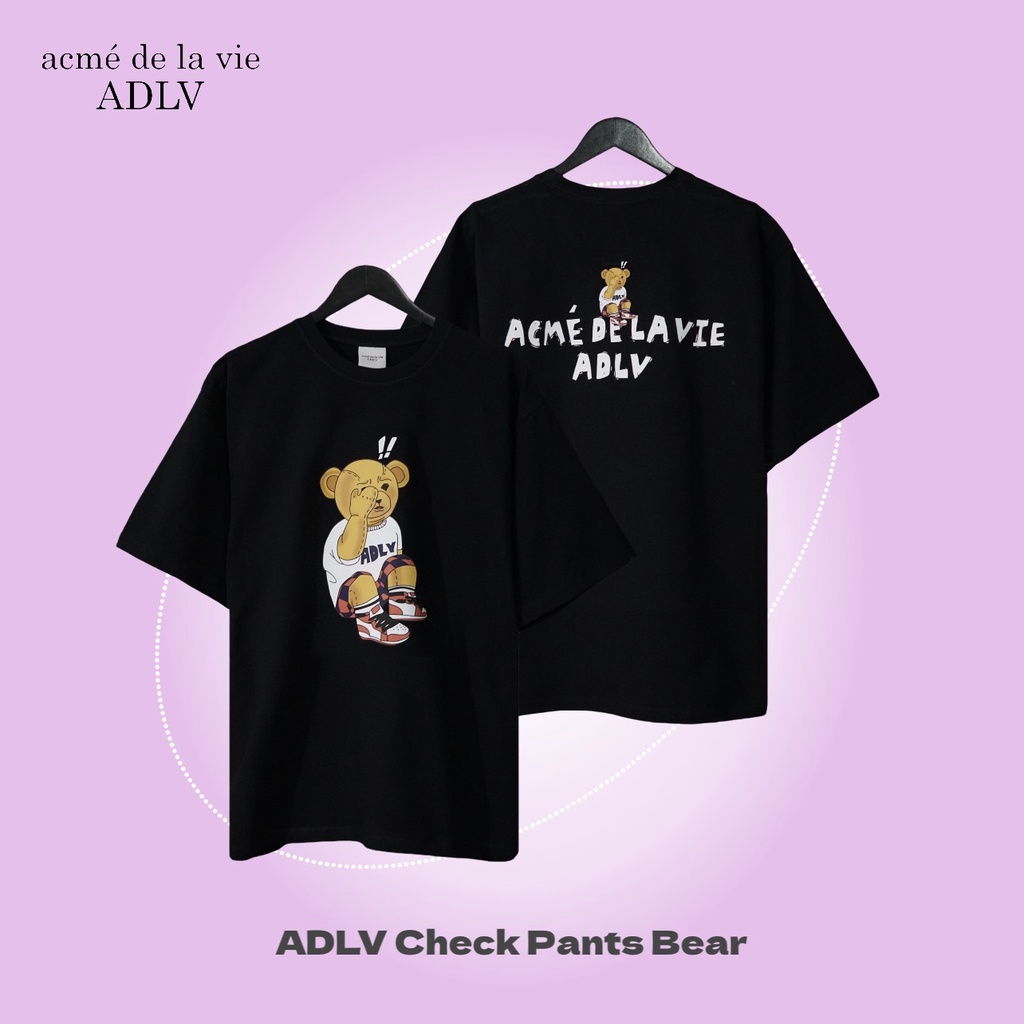 (CHÍNH HÃNG ) Áo phông ADLV bear pants cotton cứng form Hàn Quốc unisex