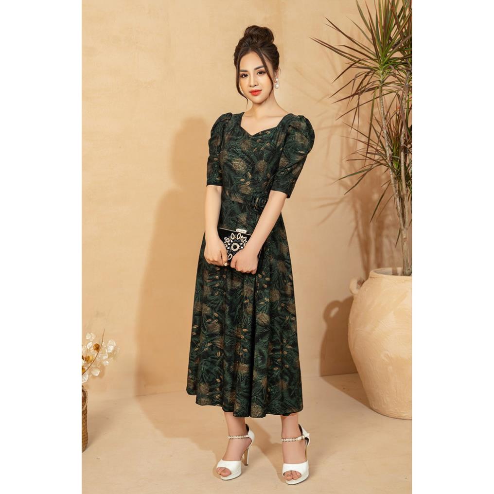 Đầm trung niên thiết kế LYBEE LV606 quà tặng cho mẹ chất thun kim sa cao cấp kích thước từ 45kg-70kg VIP