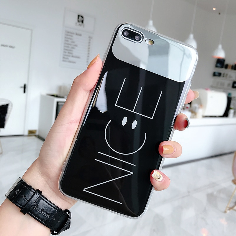 Iphone 6 7 8 X XR XS Max Nice Smile Face Mirror ốp lưng điện thoại mềm mirror case