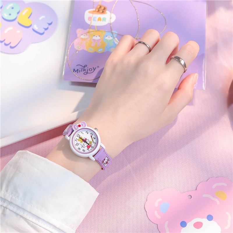 Đồng hồ trang trí hình mèo hello kitty hoạt hình chống thấm nước thời trang 2023 cho trẻ em