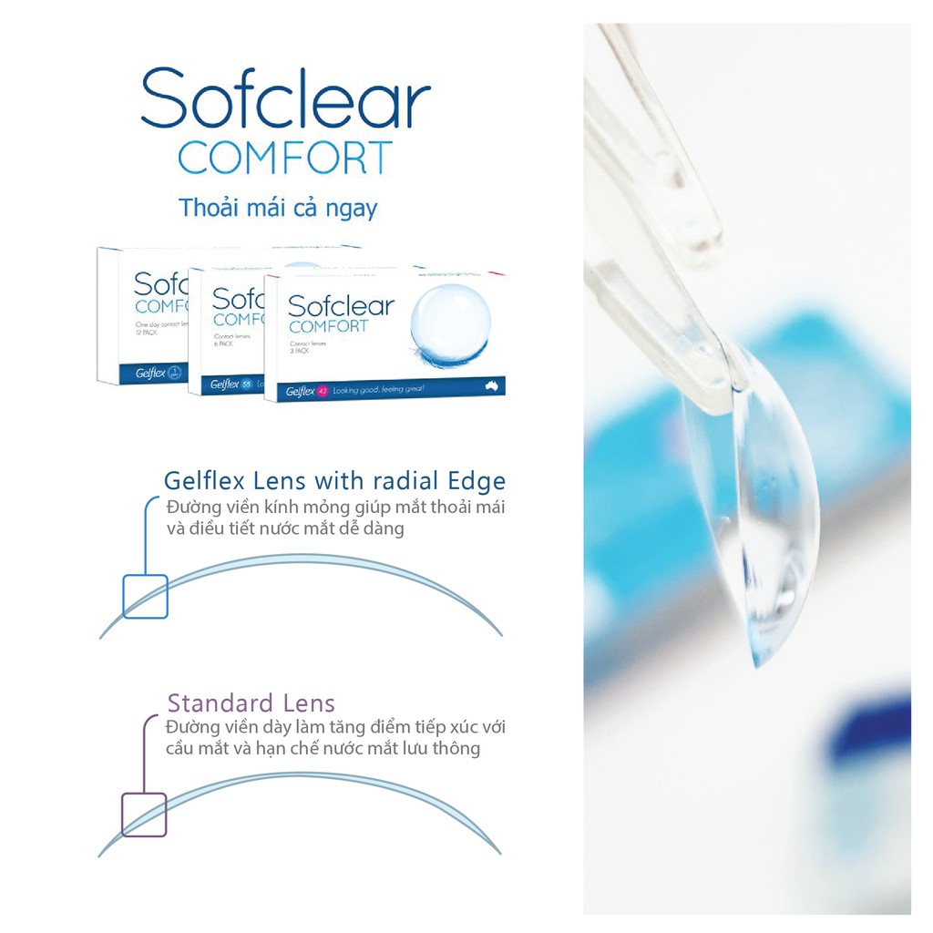 [𝐀́𝐏 𝐓𝐑𝐎̀𝐍𝐆 𝟏 𝐍𝐆𝐀̀𝐘] 1 chiếc lens mắt trong suốt ANN365 1 Ngày Sofclear Gelflex &amp; Sport Clear Đeo 12h