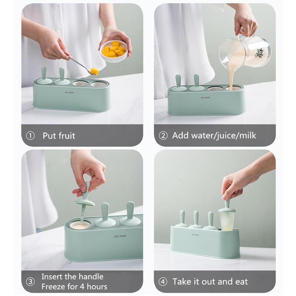 YIYU Khuôn Làm Kem Que 4 Ngăn Tiện Lợi