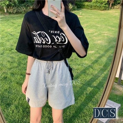Quần Short Nữ Quần Đùi Unisex Chân Cua Dáng Hàn Logo Cạp Chun Dây Rút 02 Màu Xưởng May DCS