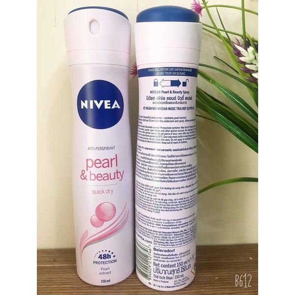 Xịt Khử Mùi Nivea Nữ pearl&amp; beauty Ngăn Mùi Hiệu Quả 48h 150ml