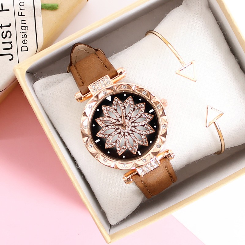 Đồng Hồ nữ Shshd Mặt kim sa lấp lánh thời trang dây da cao cấp | BigBuy360 - bigbuy360.vn