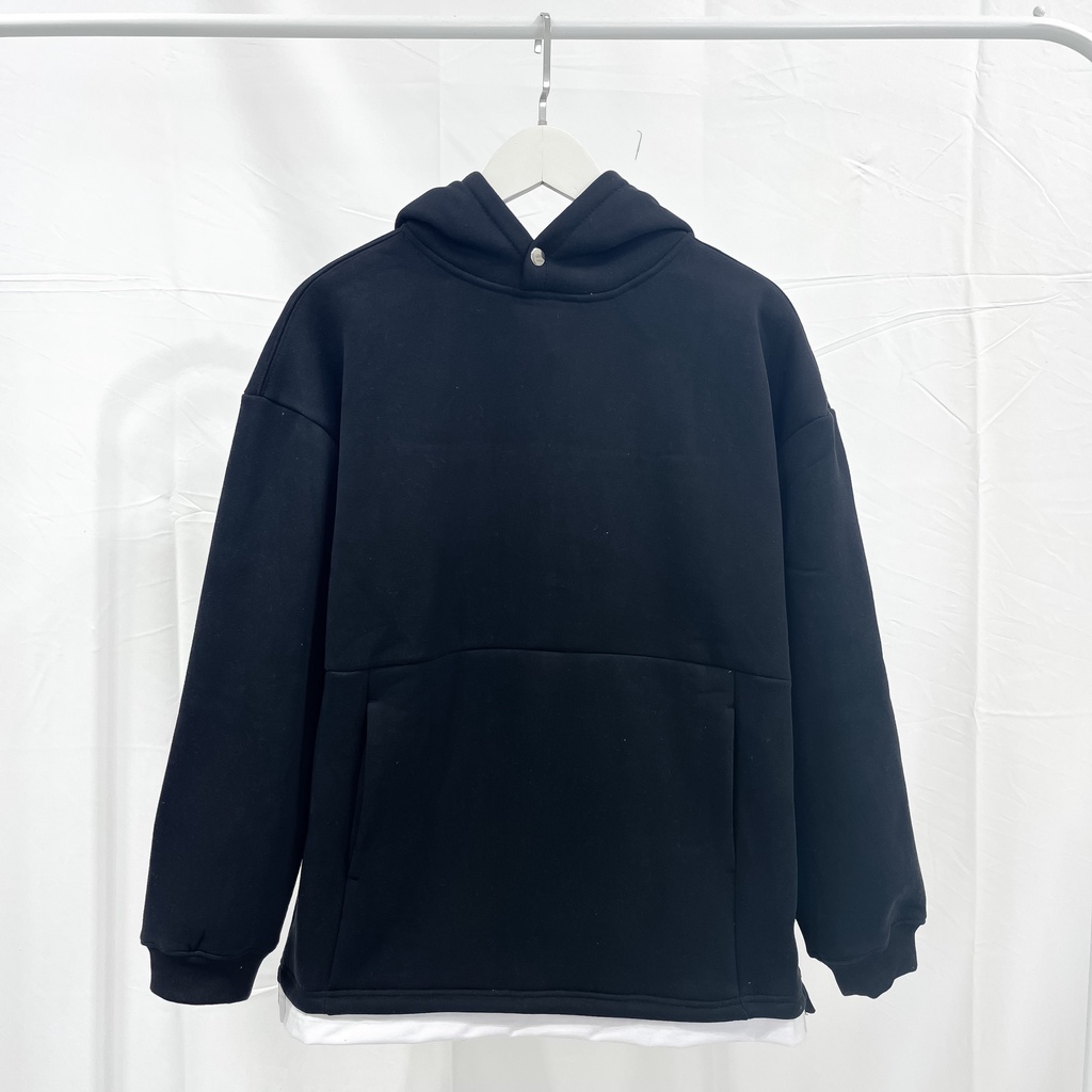 Áo Hoodie basic nỉ bông trơn unisex, áo khoác nỉ trơn nam nữ form rộng