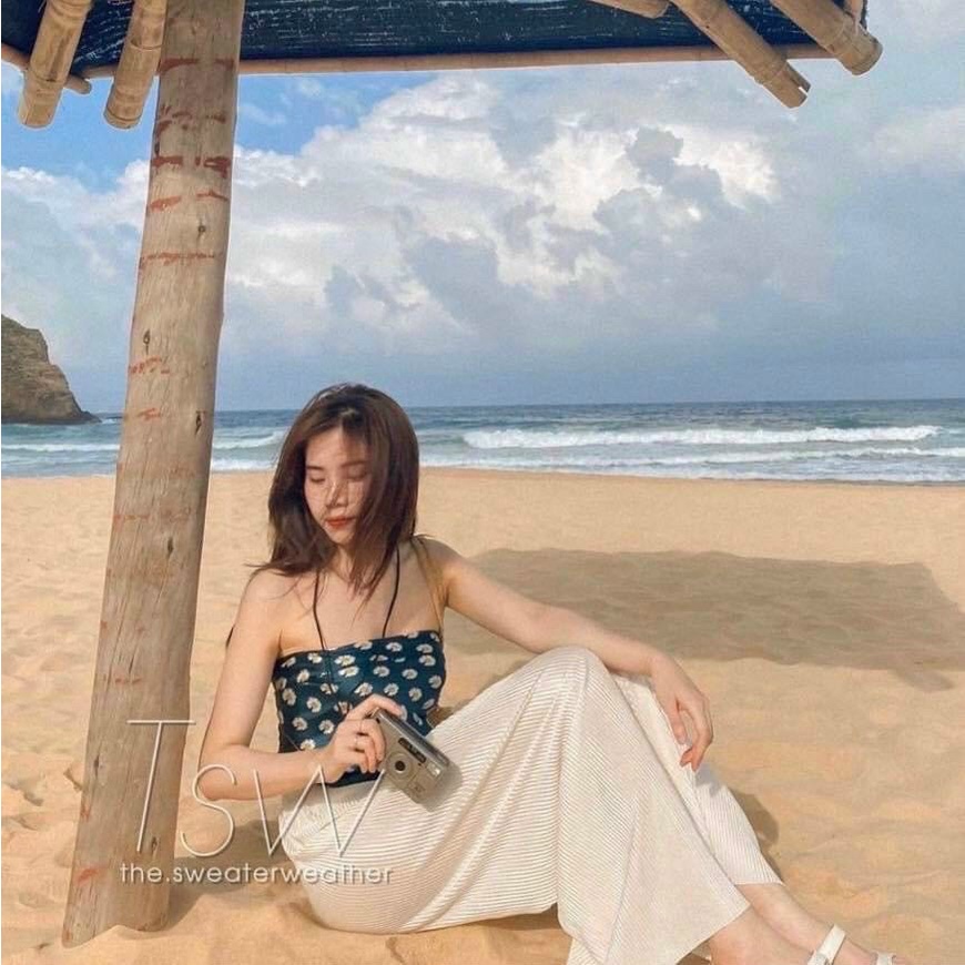 Set đồ nữ áo yếm thổ cẩm với quần cạp chum thắt nớ lưng có mút ngực cá tính xinh xắn XUKA DRESS DT007