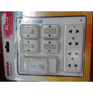 Bảng điện gia đình cao cấp Sopoka 1 ap, 4 công tắc, 4 ổ cắm