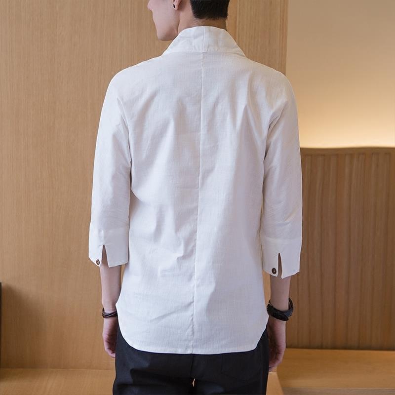 Bộ Đồ Hán Phục Tay Ngắn Vải Cotton Lanh Kiểu Trung Hoa Cá Tính Cho Nam