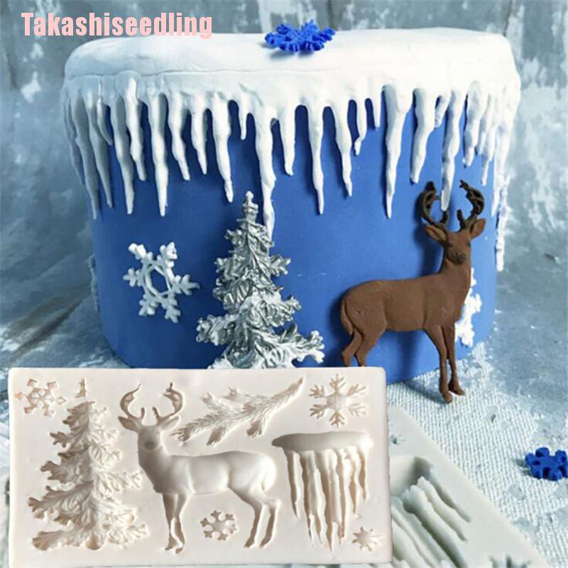 Khuôn Silicone Làm Bánh Hình Cây Thông / Tuần Lộc / Bông Tuyết / Tuần Lộc