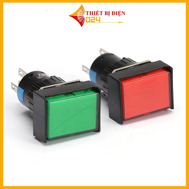 Nút Nhấn Đề Chữ Nhật 220VAC LA16J-11D Nhấn Giữ Có Đèn