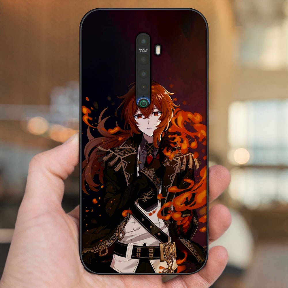 Ốp lưng Oppo Reno 2 viền đen in hình Diluc Genshin Impact