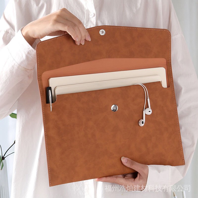 Túi đựng tài liệu khổ A4 bằng da dày dặn khóa nam châm chống nước cao cấp
