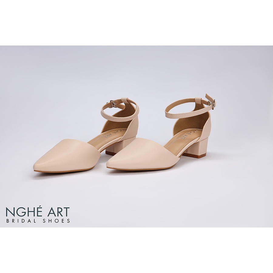 Giày cưới Nghé Art basic bít mũi quai hậu 211 nude
