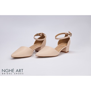 Giày cưới Nghé Art basic bít mũi quai hậu 211 nude