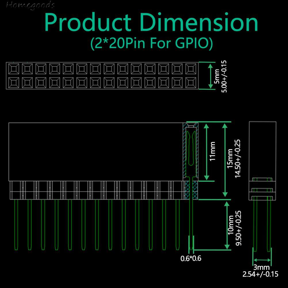 Bộ 2 Đầu Nối Gpio 20 Pin Gpio Cho Raspberry Pi A + / Pi Model B + / Pi 2 Pi 3-gogos