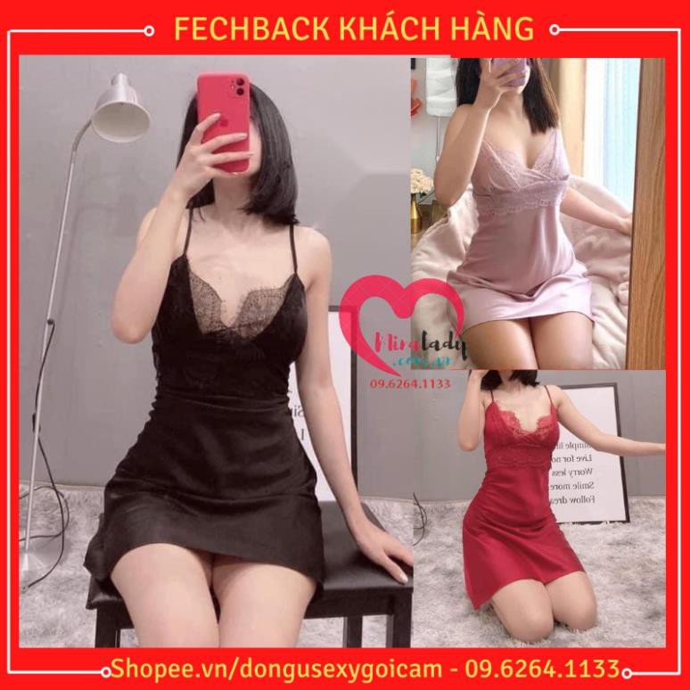 Váy Ngủ Hai Dây Lụa Satin Sexy Có Mút Ngực Cao Cấp Đầm Váy Mặc Nhà Gợi Cảm Quyến Rũ -Kèm Áo Choàng Ngủ Lụa Có Bán Lẻ 😍