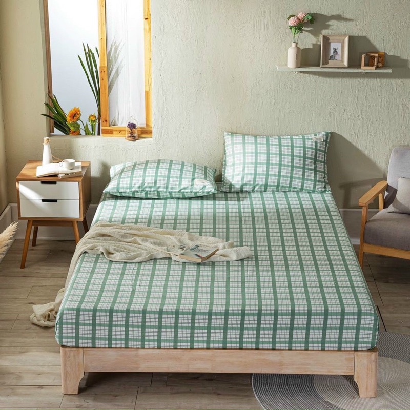 Bộ Ga Gối Cotton TiCi Kẻ Phong Cách Hàn Quốc ❄️ mềm mịn siêu thoáng mát thịch hợp dùng mùa hè tặng kèm vỏ gối ôm cùng bộ