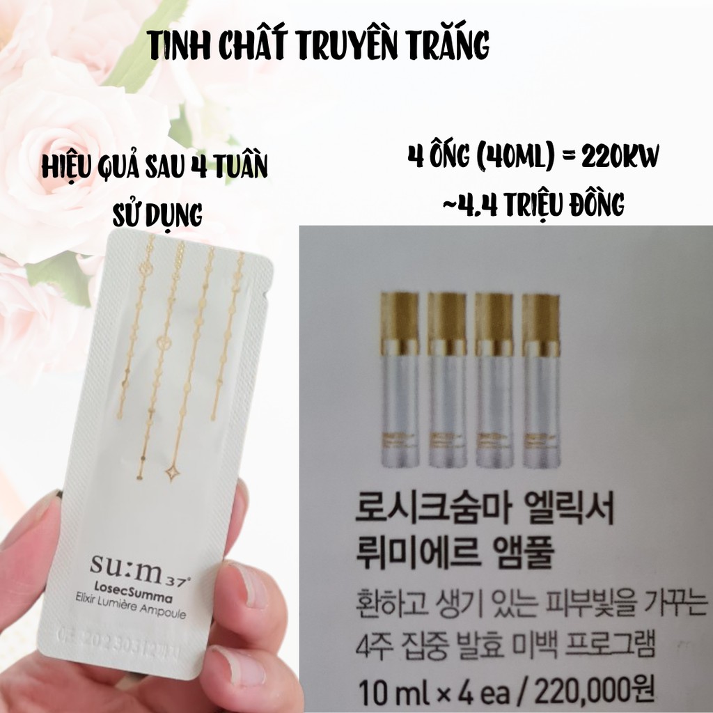 Tinh chất truyền trắng Sum 1ml, tẩy tế bào chết sinh học sum, kem truyền trắng sum37