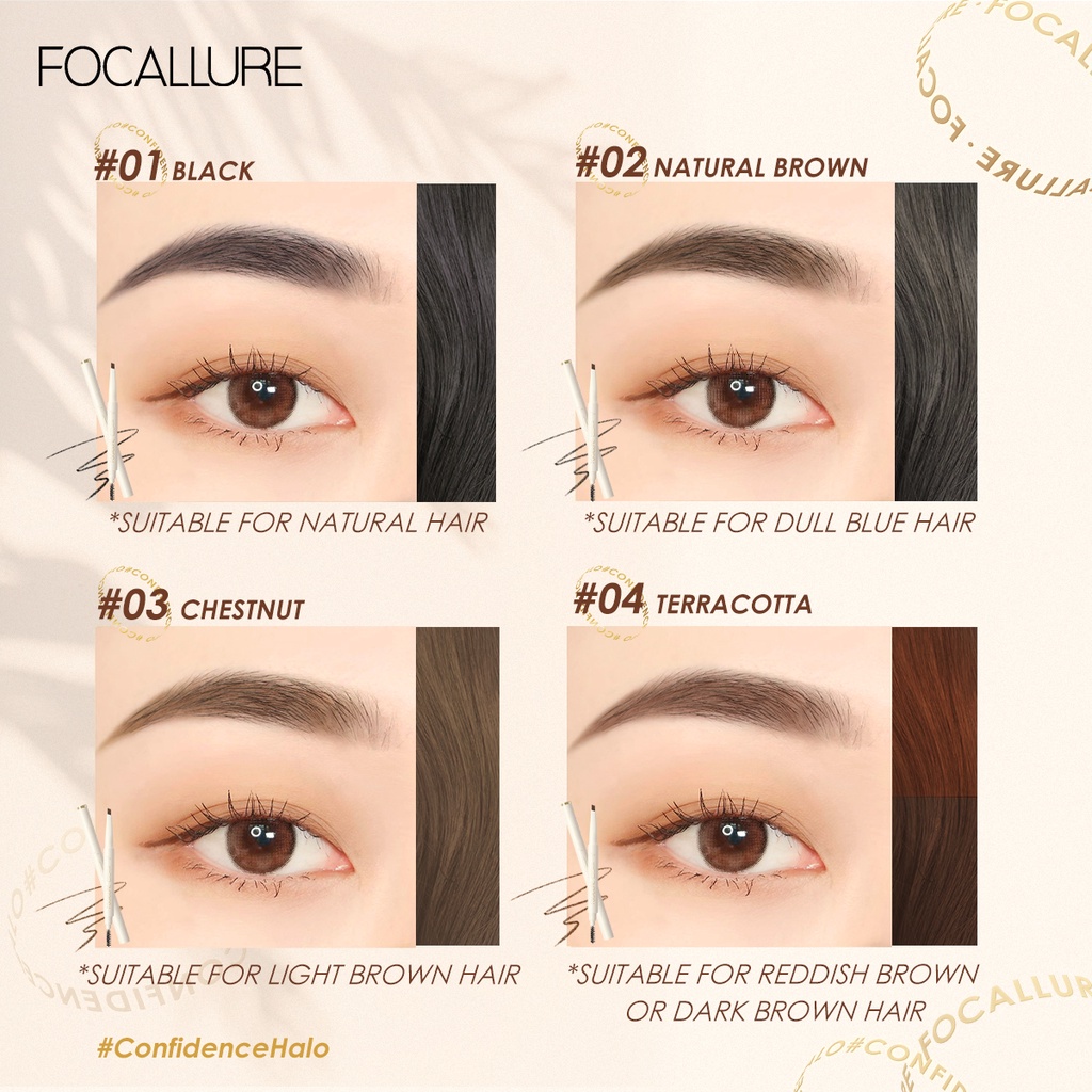 Chì trượt kẻ mày FOCALLURE ngòi mịn mềm lên màu tốt chuyên dụng 0.16g