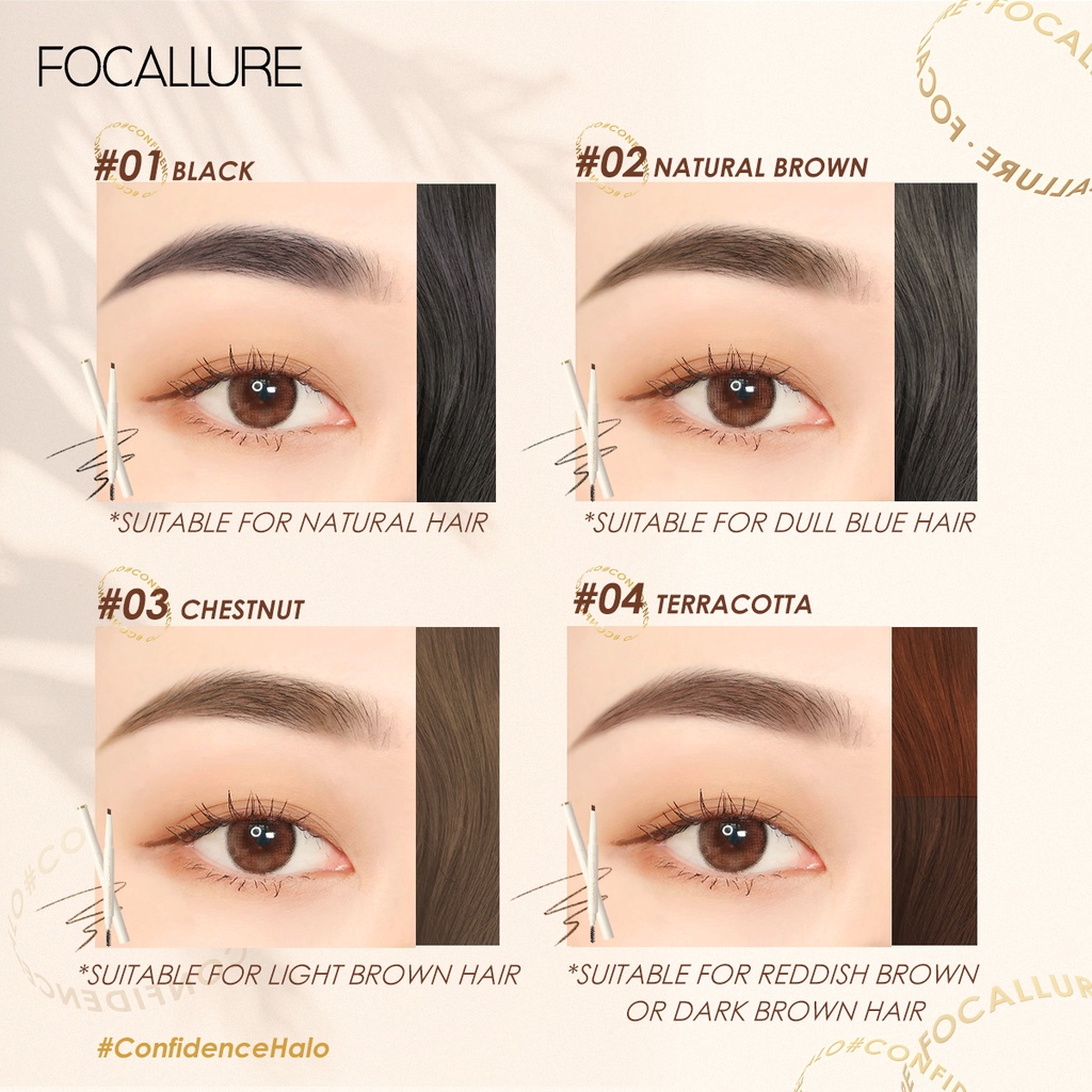 Bộ trang điểm FOCALLURE gồm chỉ kẻ mày + bút kẻ mắt không thấm nước + mặt nạ môi