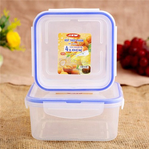 Bộ 2 hộp đựng thực phẩm Song Long Vuông [1050ml + 600ml}