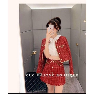 Vải dạ Tweed đỏ