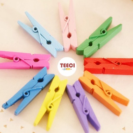 Bán Sỉ Set 2 Kẹp Gỗ Treo Ảnh Trang Trí Nhiều Màu Giữ Giấy Ghi Chú Tài Liệu Đánh Dấu Sách Đồ Dùng Văn Phòng D013