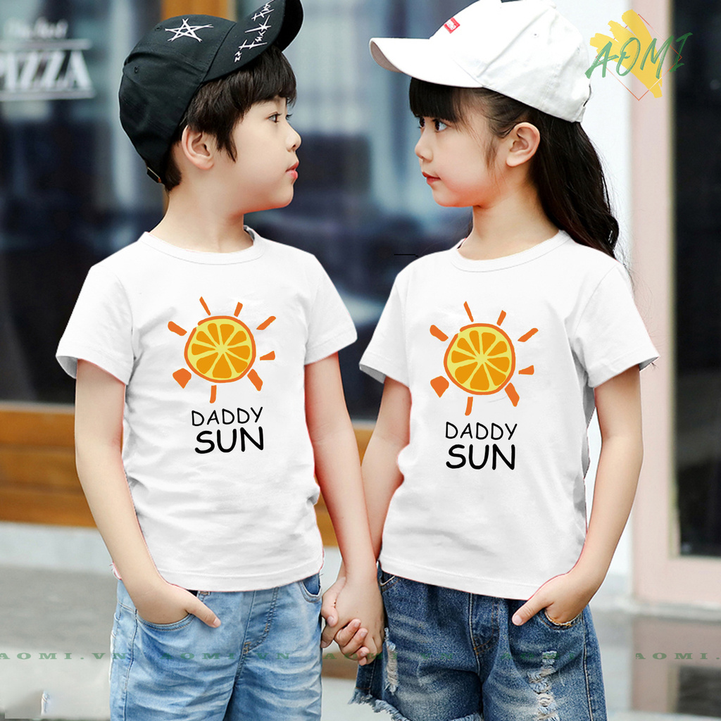 ÁO THUN UNISEX DADDY SUN cute lạc lối PHÔNG NAM NỮ GIA ĐÌNH CẶP ĐÔI CÓ SIZE TRẺ EM AOMIVN